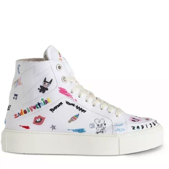 Zadig and Voltaire LA Flash Platform ZV1747 High Tops White/multicolor, 5 NIB - Picture 1 of 13